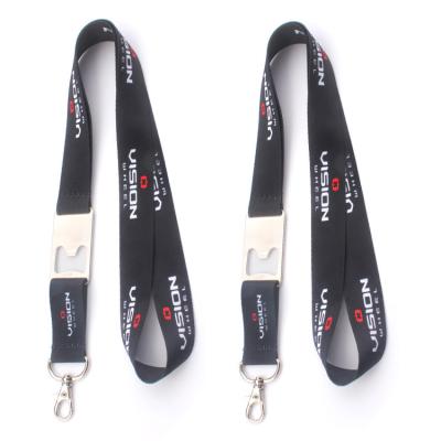 China Polyester Wholesale Designer Custom Keychain Bottle Opener Personalized Printed Lanyard Strap Bulk With Key Ring for sale