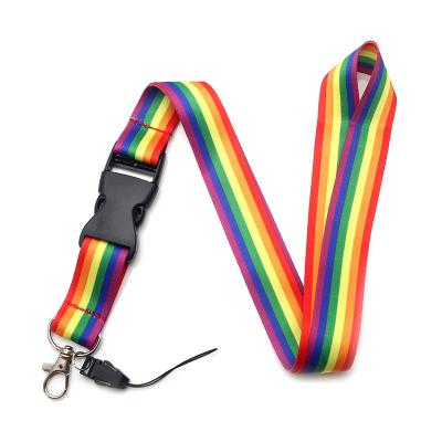 China Custom Logo Rainbow Sublimation Printing Lanyard 20mm Polyester Lanyard for sale