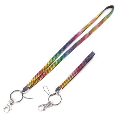 China Lanyard For ID Holder Hot Sales Colorful Glitter Rhinestone Bling Diamante Crystal Neck Strap Lanyard for sale