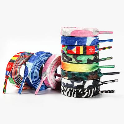 China Custom Flat Custom Logo Laces Sneaker Shoe Laces Rainbow Laces 120cm Printing Laces for sale