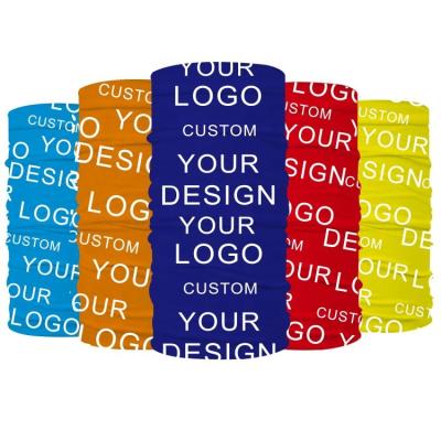 China Multifunctional Custom Logo Customized Thick Leathers 100% Polyester Sports Tube Bandanas Headwear Seamless Neck Cuff for sale