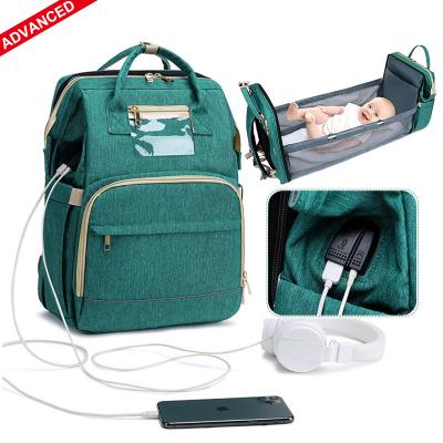 China With USB Hanke Fashionable Design Kids Mum Backpack Mother Multi Functional Large Capacity Baby Diaper Bag for sale