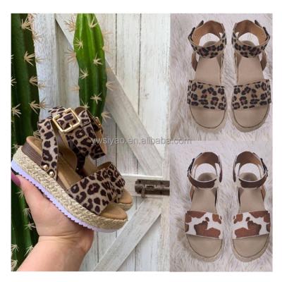 China New Arrival Thermal Children's Retro Leopard Sandals Kids Designer Sandals Wholesale Girls Comfortable Summer Beach Shoes for sale