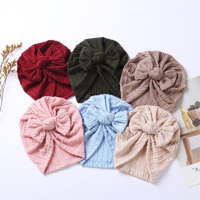 China Wholesale New Arrival Casual Baby Tied Hat Wholesale Newborn Infant Indian Turban Soft Hat Headband Headband Girls Boys Ribbed Bowknot Indian Turban for sale