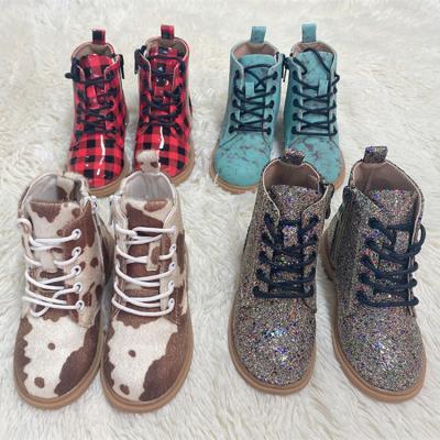 China 2022 Winter Autumn Chiffon Martin Boots Kids Waterproof Lace Up Sneakers Keep Warm Sequins Fashion Boots For Babies for sale