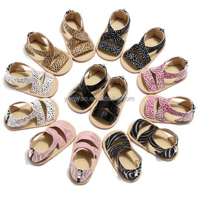 China 2022 New Thermal Baby Shoes Sandals Rubber Summer Fashion Leopard Rubber Toddler Kids Summer Shoes Kids Tie Up Sandals Slide for sale