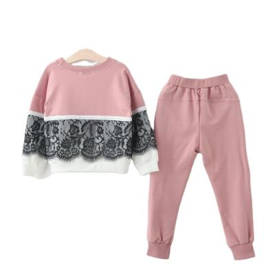 China Kids Casual Factory Supply Lace Floral Hoodie and Panties Set Autumn Winter Long Sleeve Children's Sweater Baby Clothing Set for sale