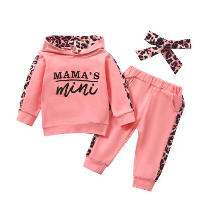 China Discount Price Casual Kids Hoodie Set Kids Long Sleeve Hoodies Pants 3Pcs Team Mini Leopard Winter Clothes Sportswear for sale