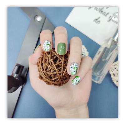 China 24 PCS Design Stick On False Art Manicure Short Square Shape Designer Mix Included Design Artificial Nails Press On Nails Tips for sale