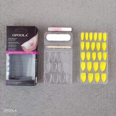 China Design Medium Length Ready To Wear 24 Pcs Matte Stiletto Acrylic Artificial Nail Sets Press On Nail Tips for sale