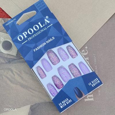 China High Quality Design Supplier Fake Nails With Design Press On Nails Artificial Art For Women Short Coffin Shape Nail Tips for sale