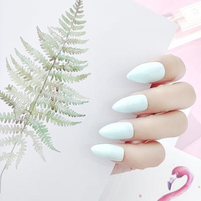 China Wholesale 24 Pcs Colorful Design Fake Nails Acrylic Artificial Nails For Women Stiletto Shiny Press On Nails for sale