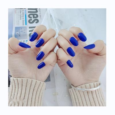 China New Design Style Natural Color Shiny Almond Shapes Press On Nail Tips Acrylic Artificial Nails For Women With Glue for sale