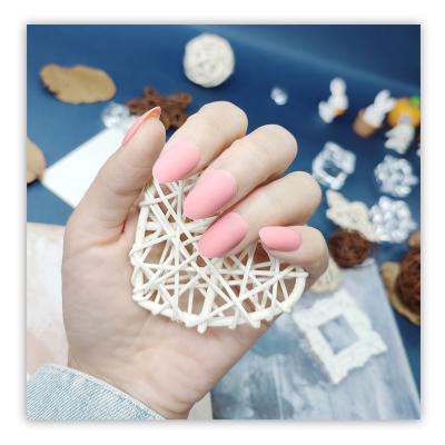 China Hot Sale Design Fake Nails Gel Colored Soft Almond Full Cover Acrylic Artificial Nails Press On Nails for sale