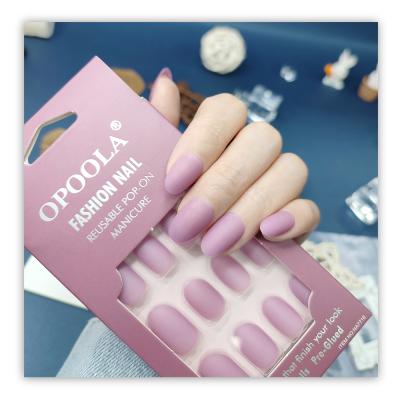 China Design New Arrival False Nails Full Cover Colored Soft Gel Almond Acrylic Artificial Nails Press On Nails for sale