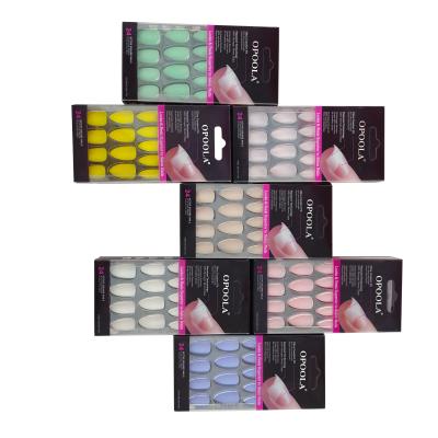 China Custom Acrylic 24PCS/Set Fake Nails Easy Press On Full Cover Matte Stiletto Nail Tips Artificial Nails for sale