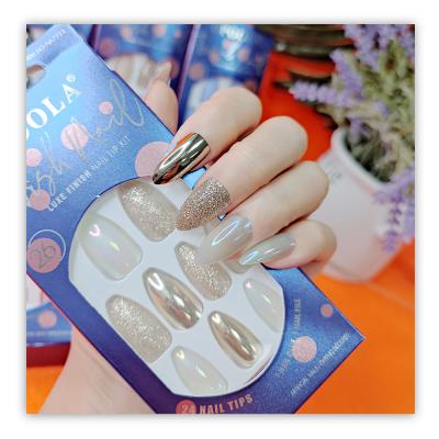 China 24 PCS Design Stick On False Art Manicure Stiletto Shape Mix Included Design Designer Artificial Press On Nails Tips for sale