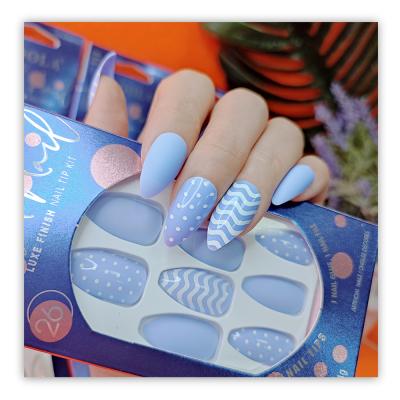 China 24 PCS Design Stick On False Art Manicure Stiletto Shape Mix Included Design Designer Artificial Press On Nails Tips for sale