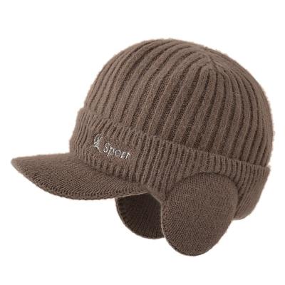 China COMMON Bowen woolen hat Korean men's pullovers warm and thickened duck tongue knitting ear-protecting baseball hat for sale