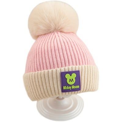 China COMMON Excellent quality two tone knitted hat beanie hat with pom pom winter warm hat with fleece lining for kids for sale