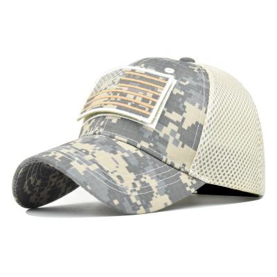 China COMMON popular American flag camouflage baseball cap patch embroidered mesh papaq men's Trucker cap for sale