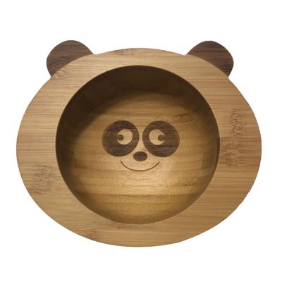 China New Design Cute Manufacturer Direct Selling Children'S Panda Shaped Bamboo Bowl And Special Spoon for sale