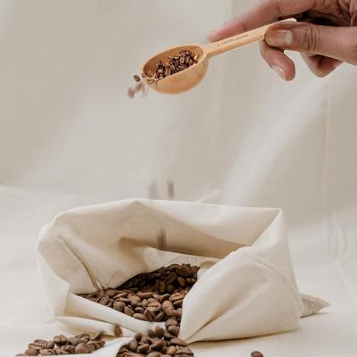 China Coffee Tea Condiment 15ml Wooden Scoop Disposable Natural Wood Coffee Standard Measuring Doser for sale