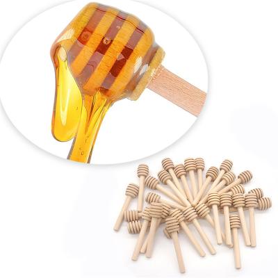 China Honey Dipper Sticks Jams Syrup 8 10 16cm Wooden Disposable Drizzler Stirring Stick Honey Jar Dispense Spoon Rod Long Handle Spiral Mixing for sale