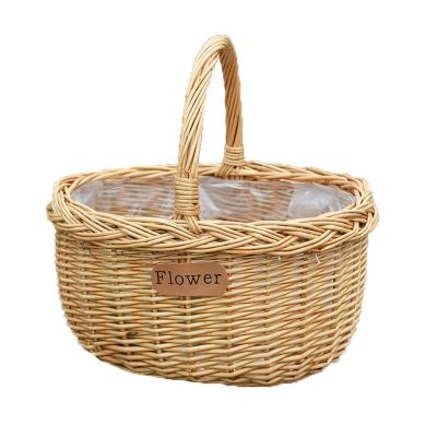 China Sustainable Fruit Shopping Basket Wicker Woven Portable Custom Picnic Baskets Wholesale Empty Picnic Baskets for sale