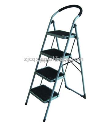 China Multi Functional Household 4 Folding Ladders Steel Step Ladder With Safety Rail for sale