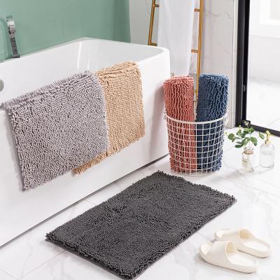 China Chenille Workmanship Microfiber Luxury Shaggy Bathroom Room Door Mat Washable Professional Mat Bathroom Mat Anti Slip for sale