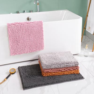 China Chenille Bath Mat Anti Slip Microfiber Chenille Microfiber Bath Mat Shower Floor Washable Luxury Absorbent Bat Cover Washable Anti Skid for sale