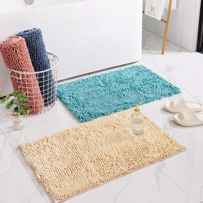 China Good Hot Selling Mat Washable Mat Absorbent Bath Rug Chenille Bathroom Shaggy Bath Mat Non Slip Back Towel for sale