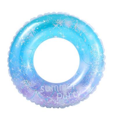 China Eco-Friendly Swim Circle Water Float Poolside Reception Thicken Inflatable Glitter Rings Sequins Swimming Ring For Kids for sale