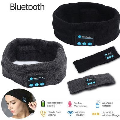 China Gray Color Men Fitness Fleece Sports Wireless Headphones Headband Sweat-absorbing Music Running Headband for sale