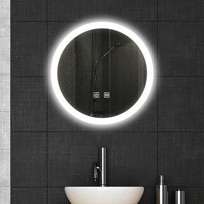 China Factory Sale Fashion Hotel Style Touch Screen LED Anti Fog Light Lights Round Smart Bathroom Mirror for sale