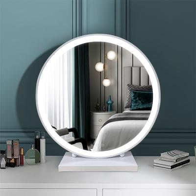 China Custom Round Table Illuminated Makeup Desktop Cosmetic Smart Mirror With Light for sale