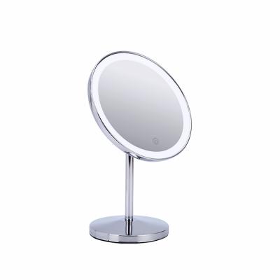 China Dimmable Lighted Makeup Mirror Led Lighted Vanity Magnifying Tabletop Cosmetic Mirror 1X10X Chrome Color for sale