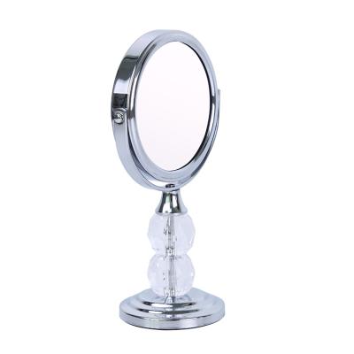 China 3.5 Inch Magnifying Cheap Vanity Mirror With Two Diamond Pearls Double Sided Table Top Acrylic Mirror 2X-10X Magnification for sale