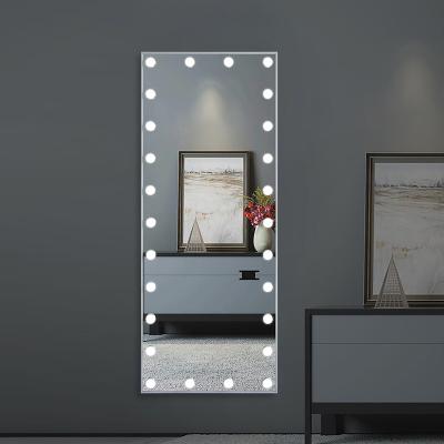 China American Wholesale Floor Standing Door Hollywood Style Full Body Wall Mounted Dressing Mirror With Bulbs Lights for sale