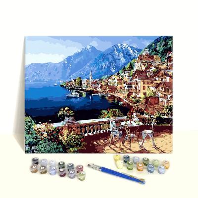 China Clear Digital Printed Number On Canvas Wholesale Gift Box Packed 40x50cm Frameless Kit Acrylic Diy Painting Arts By Numbers for sale