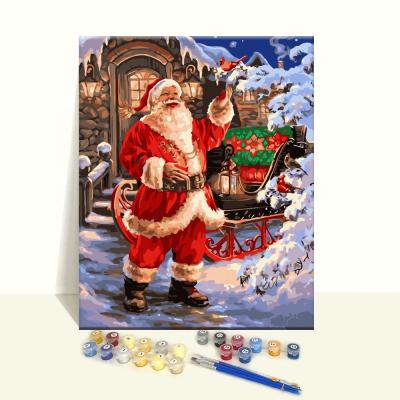 China Eco-Friendly And Not Fade High Quality Hot Sale Cotton Canvas DIY Christmas Paint By Numbers For Gift for sale