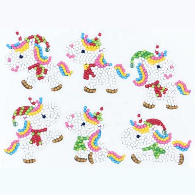 China 6 Pieces Environmental Friendly Hot Sale Diamond Painting Unicorn Sticker Kit Cute Animal For Kids for sale