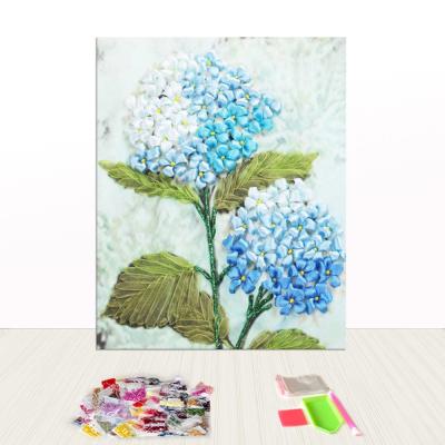 China 26 faceted beads handwork mosaic 5D Diy Diamond Painting Blue Flowers full drill for wall decoration for sale