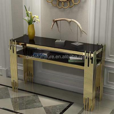 China Foshan factory European antique gold stainless steel console table metal for hall way GT-ST034@1 for sale