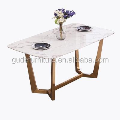 China Modern Furniture Stainless Steel Dining Legs With Marble Top Indoor Dining Table For Dining Room GD-TB003 for sale