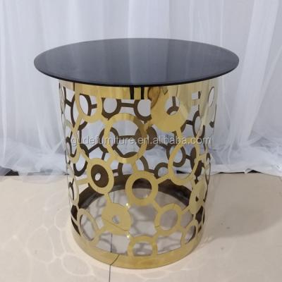 China CT004@1Fashion European antique luxury gold round side table stainless steel coffee table for living room for sale