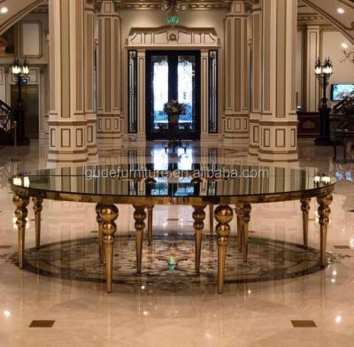 China Modern furniture luxury black round mirror table top change be S table top design with steel frame GD-TB008 for sale