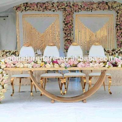 China Hall modern gold banquet hotel furniture hotel steel table for wedding GD-ST010 for sale