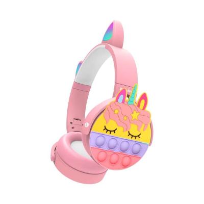 China Hot Selling Cute Headband Gaming BT Earphones CT-950 Unicorn Color Headset Cat Ear Wireless Headphones for sale